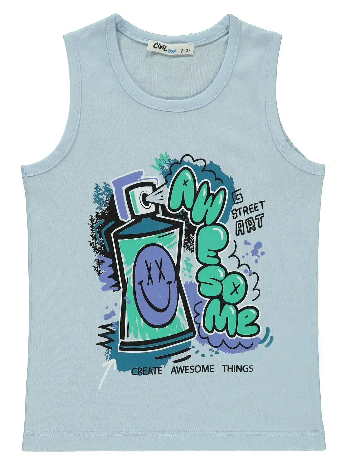 S000583209-17234_1 Civil Boys Awersome Printed 2/5 Y T-Shirt - BLUE - Image 1