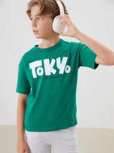 LCW Kids White Crew Neck Seoul Printed Boys' T-Shirt - Image 3