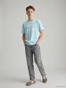 LCW Kids Blue Crew Neck Boys' T-Shirt - Image 2