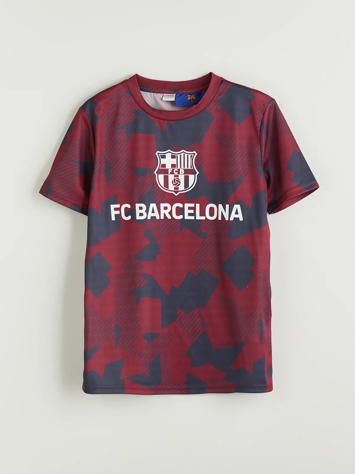 S5H261Z4-LQV_1 LCW Kids Burgundy Crew Neck Barcelona Printed Boys' T-Shirt - Image 1