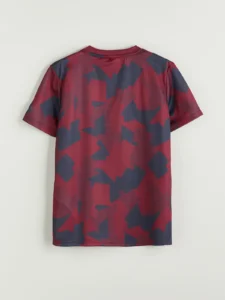 LCW Kids Burgundy Crew Neck Barcelona Printed Boys' T-Shirt - Image 3