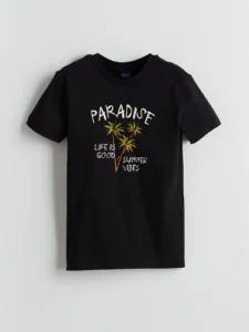 LCW ECO Black Crew Neck Boys' T-Shirt