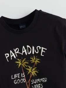 LCW ECO Black Crew Neck Boys' T-Shirt - Image 2