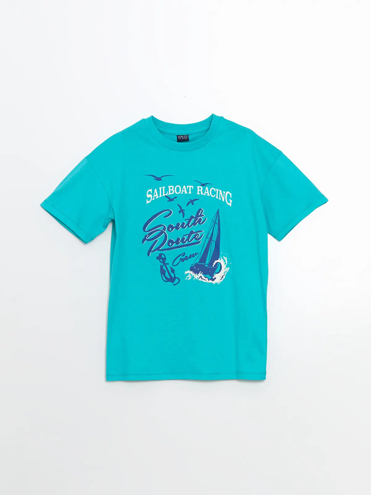 S5J116Z4-GKF_1 LCW ECO Turquoise Crew Neck Boys' T-Shirt - Image 1