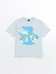 LCW ECO Blue Crew Neck Boys' T-Shirt