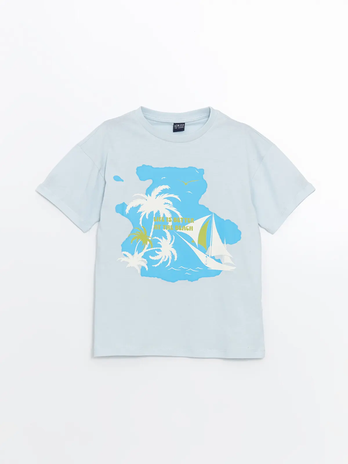 S5J117Z4-FZ7_1 LCW ECO Blue Crew Neck Boys' T-Shirt - Image 1