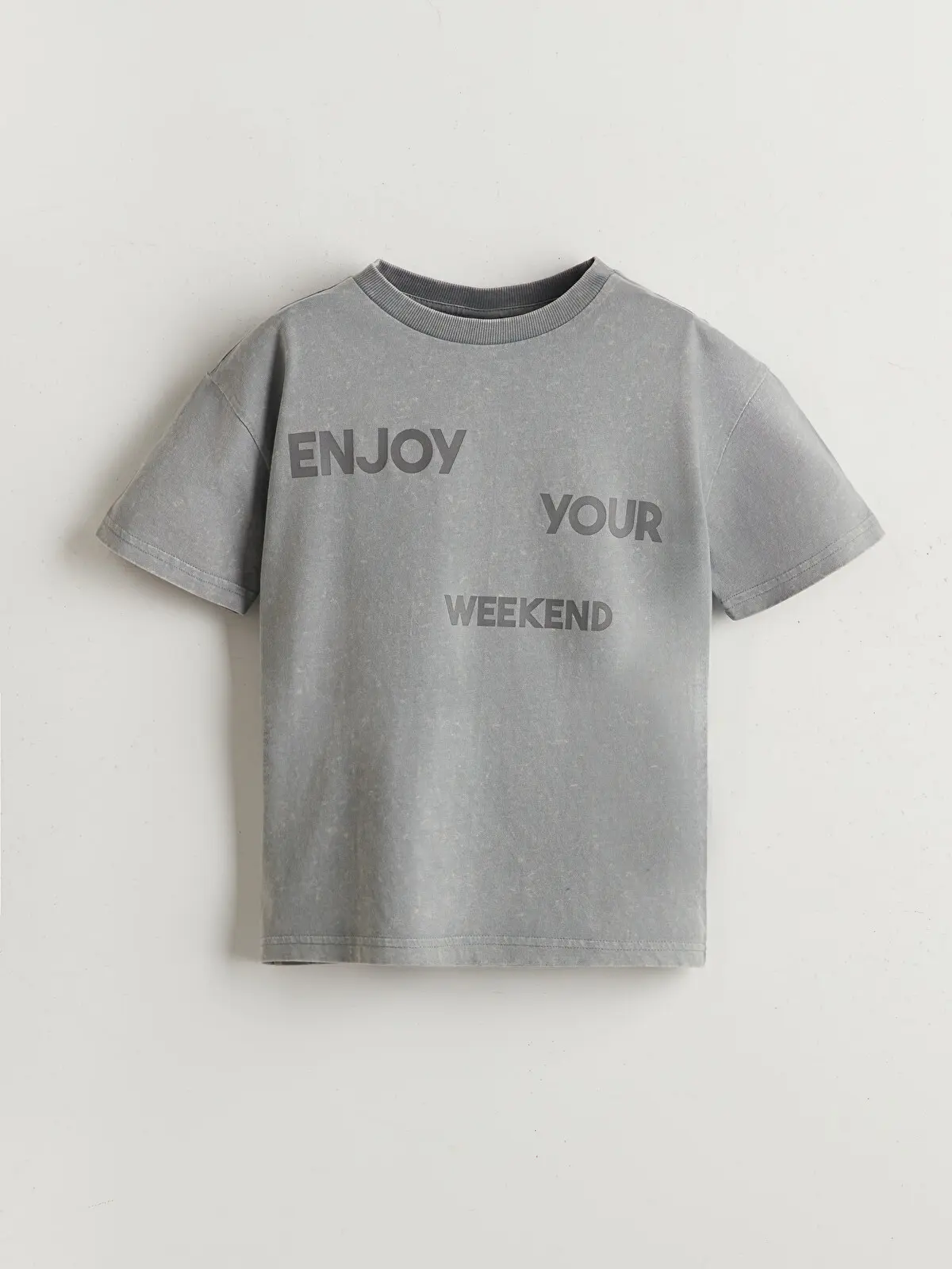 S5J269Z4-JNC_1 LCW Kids Gray Crew Neck Printed Boys' T-Shirt - Image 1