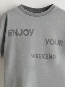 LCW Kids Gray Crew Neck Printed Boys' T-Shirt - Image 3