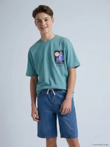 LCW Kids Green Crew Neck Boys' T-Shirt