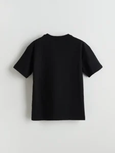 LCW Kids Black Rahat Pattern Crew Neck Basic Boys' T-Shirt - Image 2