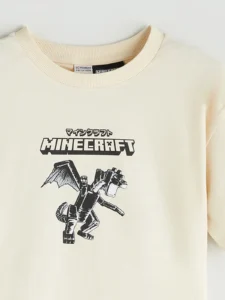 LCW Kids Beige Minecraft Printed Boys' T-Shirt - Image 3