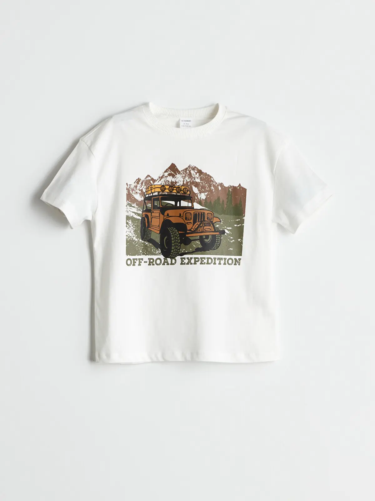 S65701Z1-R9J_1 LCW Kids White Crew Neck Printed Boys' T-Shirt - Image 1