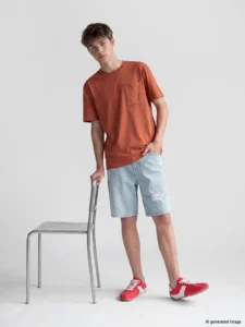 LCW Kids Orange Crew Neck with pocket Boys' T-Shirt