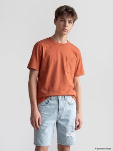 LCW Kids Orange Crew Neck with pocket Boys' T-Shirt - Image 2