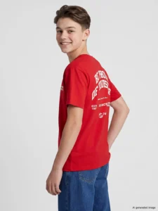 LCW Kids Red Printed Boys' T-Shirt