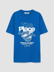 LCW Kids Blue Crew Neck California Printed Boys' T-Shirt - Image 2