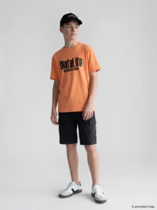 LCW Kids Orange Crew Neck Printed Boys' T-Shirt - Image 2