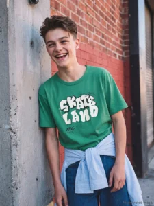 LCW Kids Green Printed Boys' T-Shirt