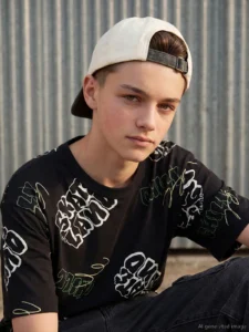 LCW Kids Black Printed Crew Neck Boys' T-Shirt