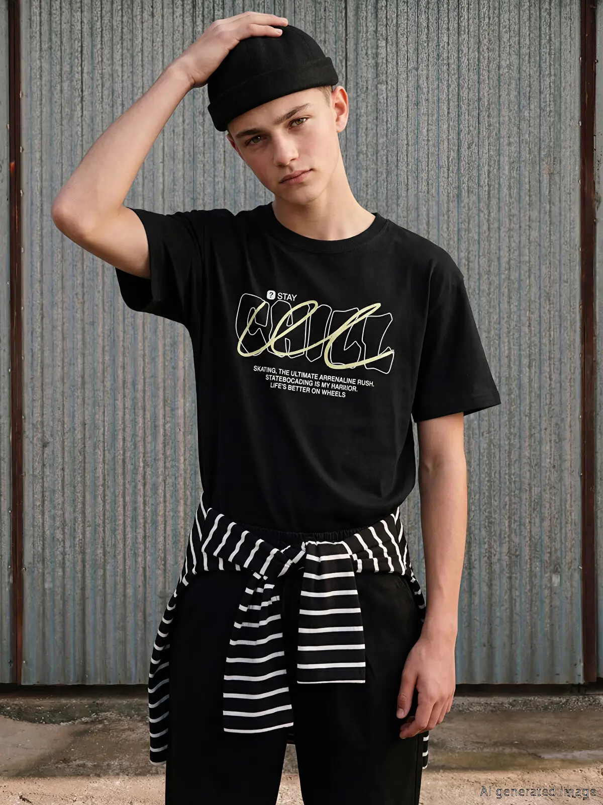 S6AS06Z4-CVL_1 LCW Kids Black Printed Boys' T-Shirt - Image 1