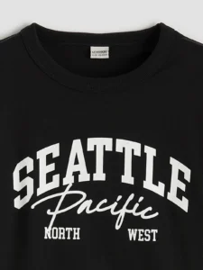 LCW Kids Black Crew Neck Printed Boys' T-Shirt - Image 4