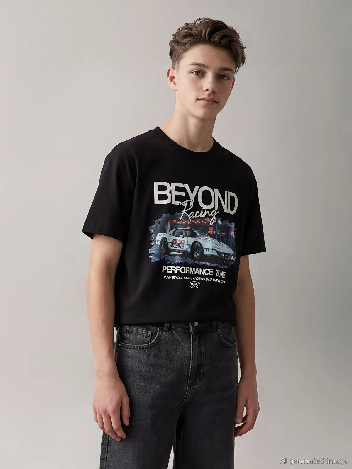 S6BC51Z4-CVL_1 LCW Kids Black Boys' Printed T-Shirt - Image 1