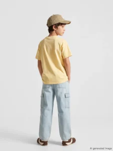 LCW Kids Yellow Nostaljik Monkey Printed Unisex Kids T-Shirt - Image 4