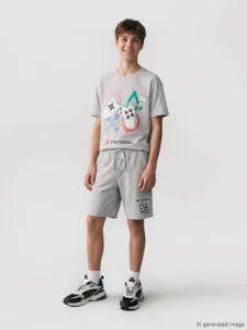 LCW Kids Gray Crew Neck PlayStation Printed Boys' T-Shirt - Image 2