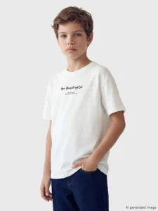 LCW Kids Anthracite Text Printed Boys' T-Shirt - Image 3
