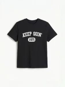 LC WAIKIKI Black Text Printed Boys' T-Shirt