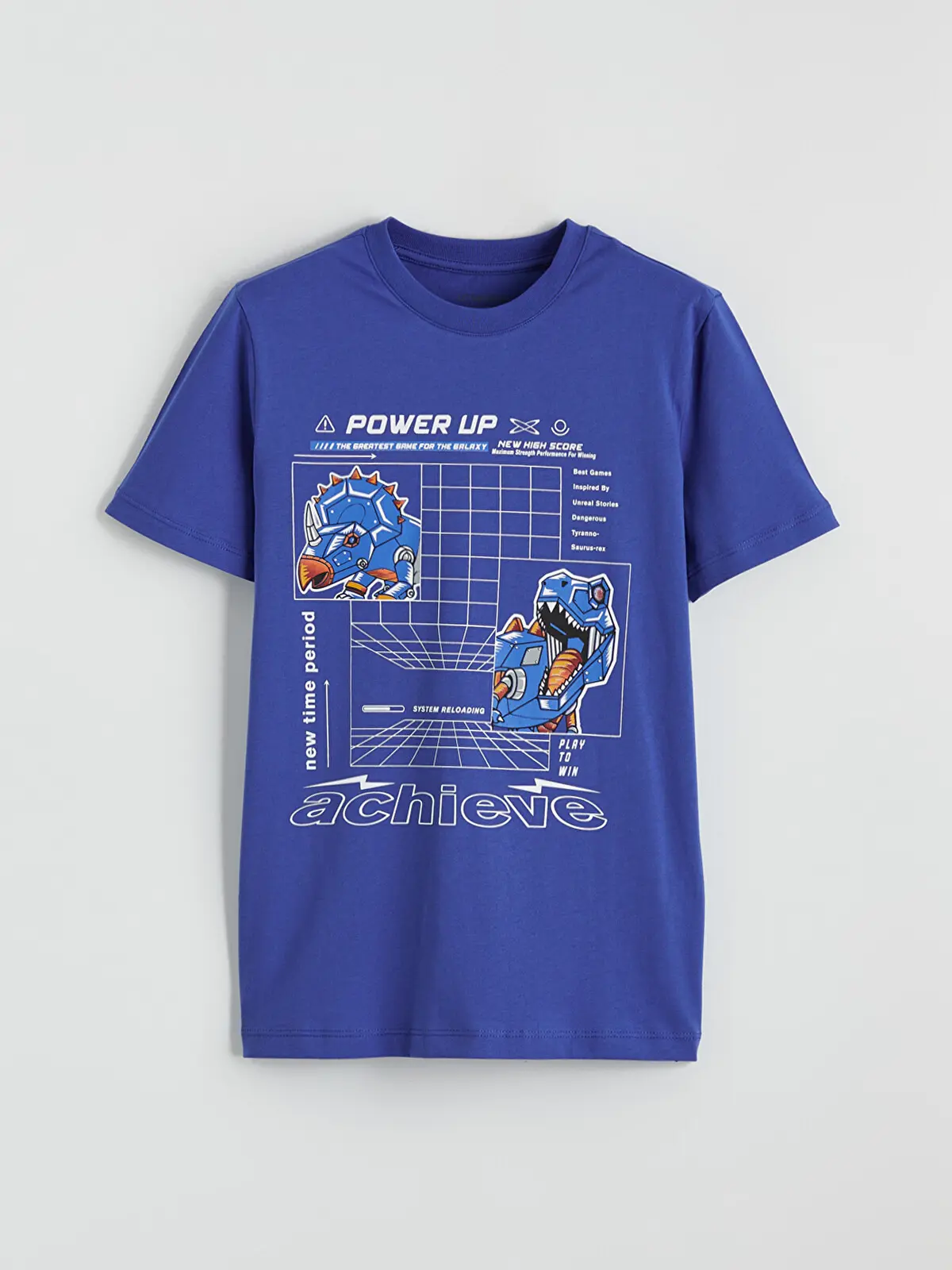 S6CE52Z4-R4A_1 LC WAIKIKI Blue Dinozor Printed Boys' T-Shirt - Image 1