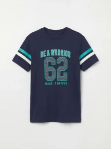 LC WAIKIKI Navy Blue Slogan Printed Boys' T-Shirt