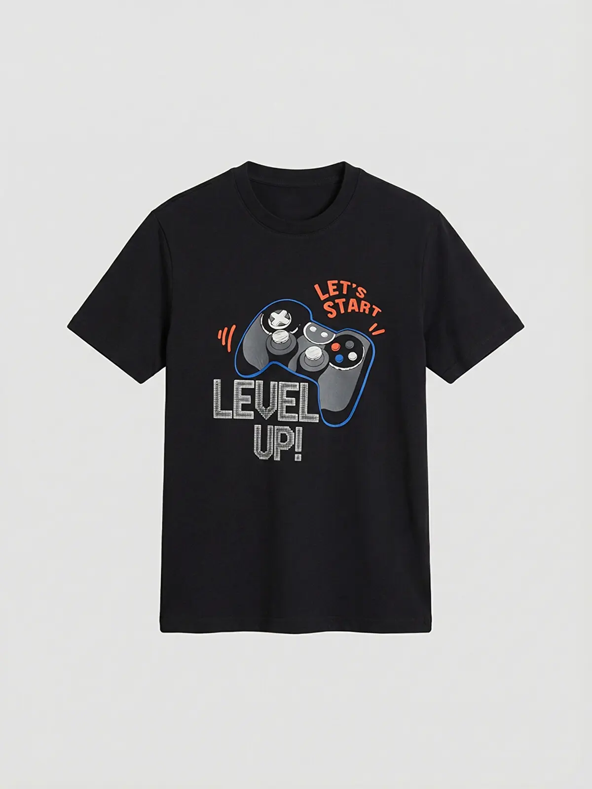 S6CF04Z4-CVL_1 LC WAIKIKI Black Crew Neck Printed Boys' T-Shirt - Image 1