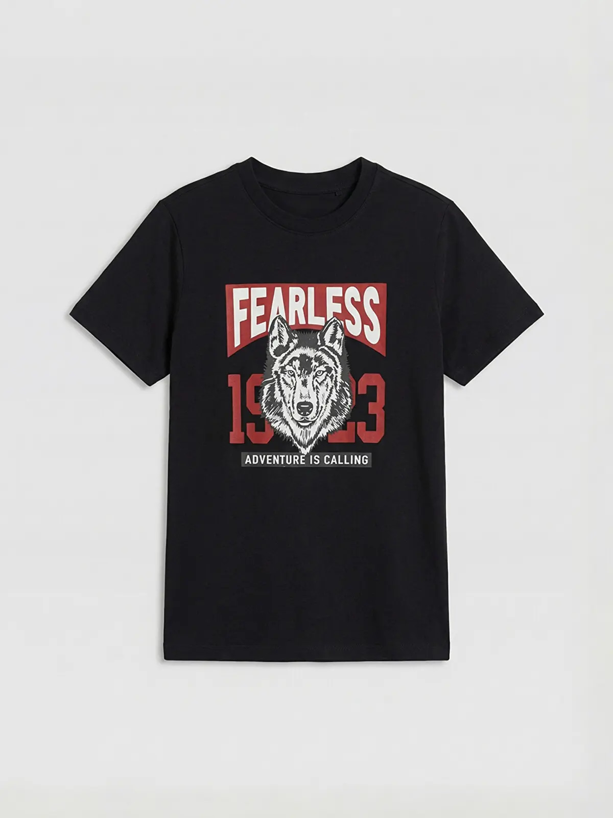 S6CF15Z4-CVL_1 LC WAIKIKI Black Crew Neck Printed Boys' T-Shirt - Image 1