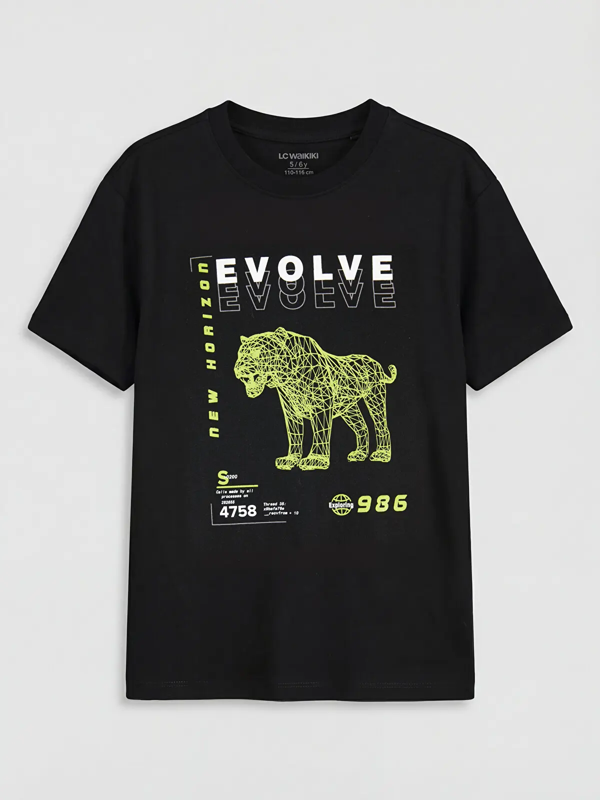 S6CF30Z4-CVL_1 LC WAIKIKI Black Crew Neck Printed Boys' T-Shirt - Image 1