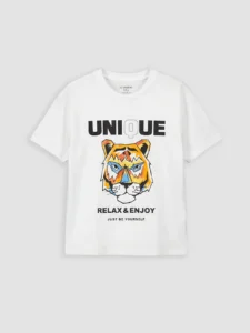 LC WAIKIKI White Crew Neck Printed Boys' T-Shirt