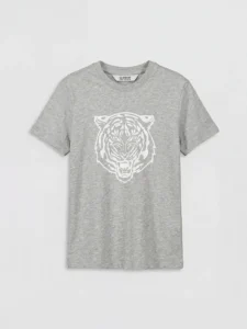 LC WAIKIKI Gray Crew Neck Tiger Printed Boys' T-Shirt