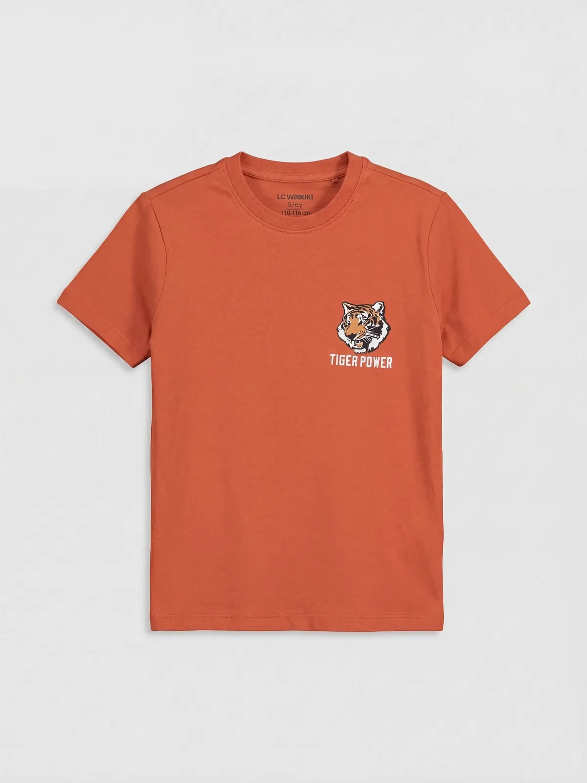 S6CG57Z4-LY0_1 LC WAIKIKI Orange Crew Neck Printed Boys' T-Shirt - Image 1