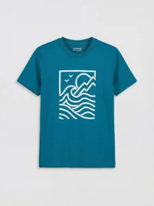 LC WAIKIKI Turquoise Crew Neck Printed Boys' T-Shirt