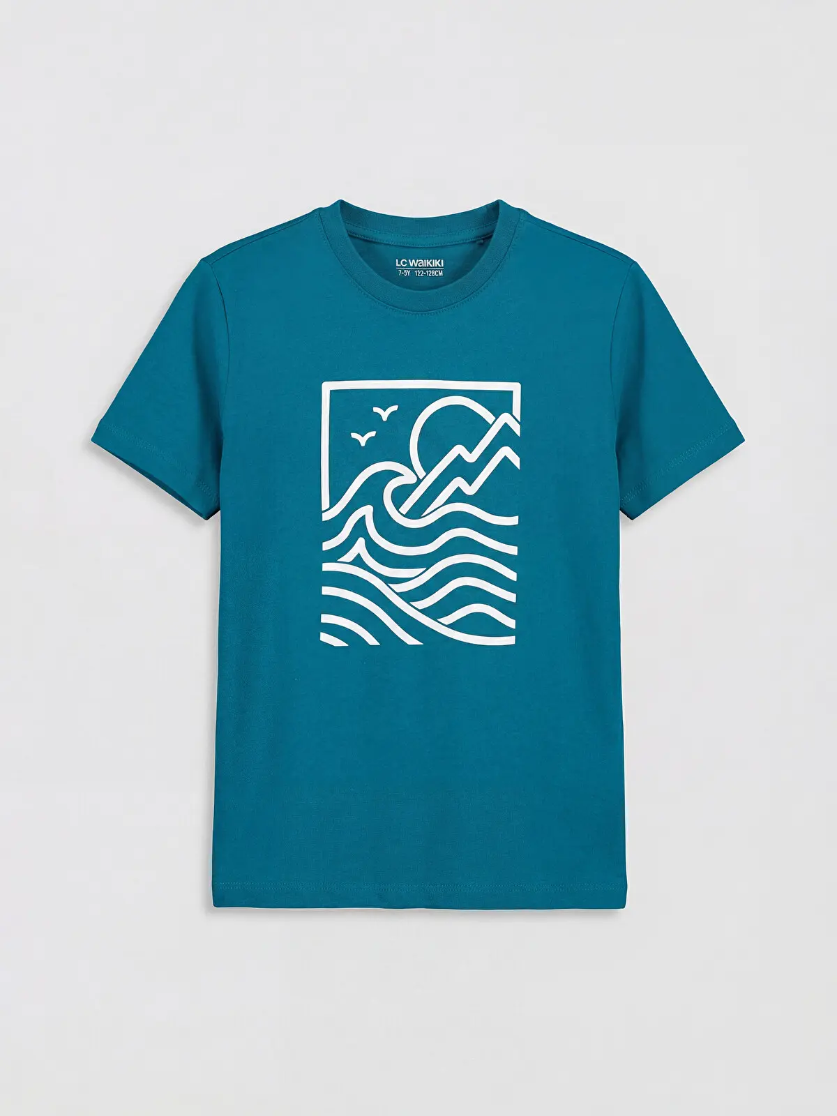 S6CG95Z4-R2V_1 LC WAIKIKI Turquoise Crew Neck Printed Boys' T-Shirt - Image 1