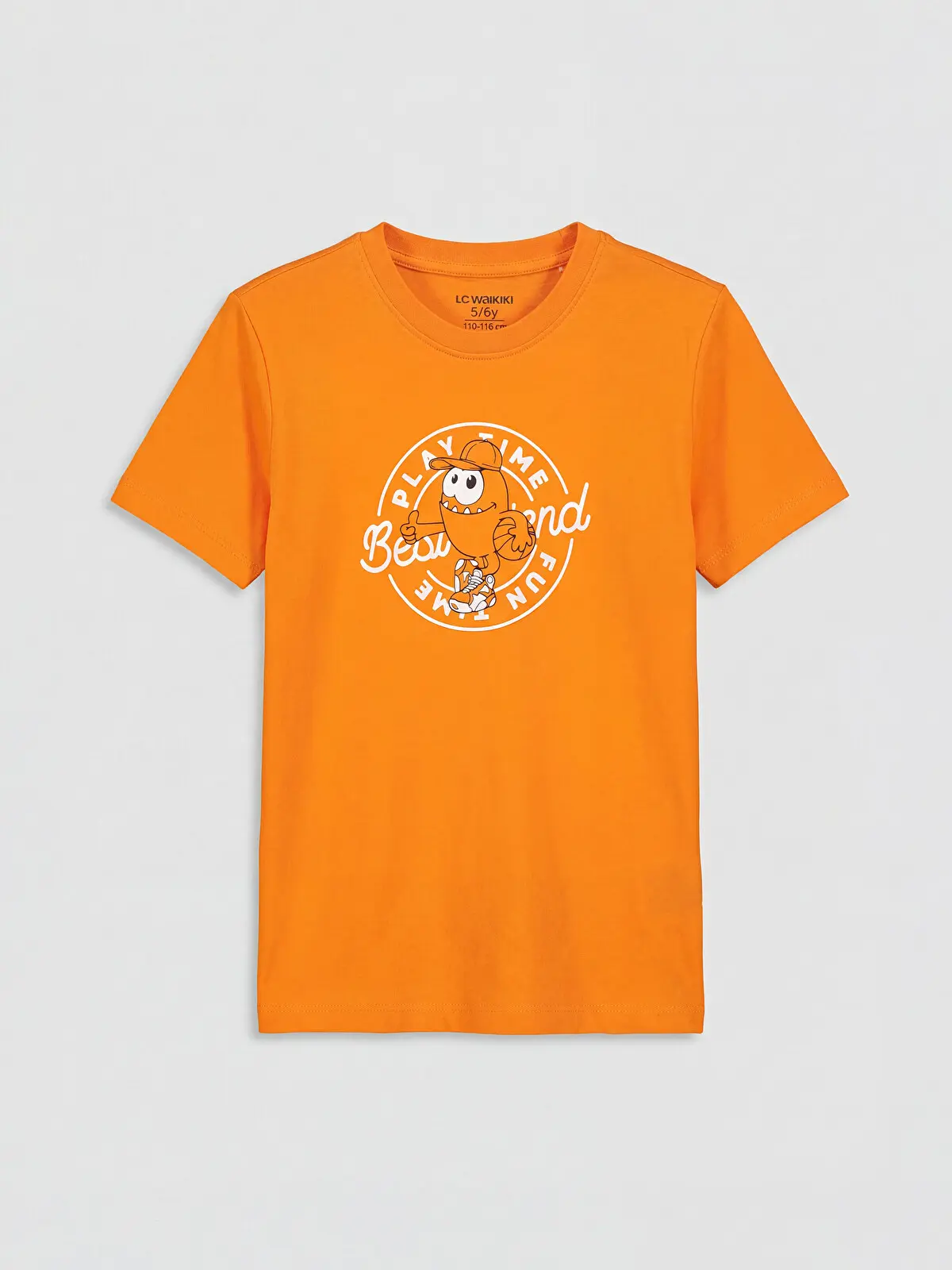 S6CH81Z4-GMX_1 LC WAIKIKI Orange Crew Neck Printed Boys' T-Shirt - Image 1
