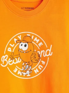 LC WAIKIKI Orange Crew Neck Printed Boys' T-Shirt - Image 3