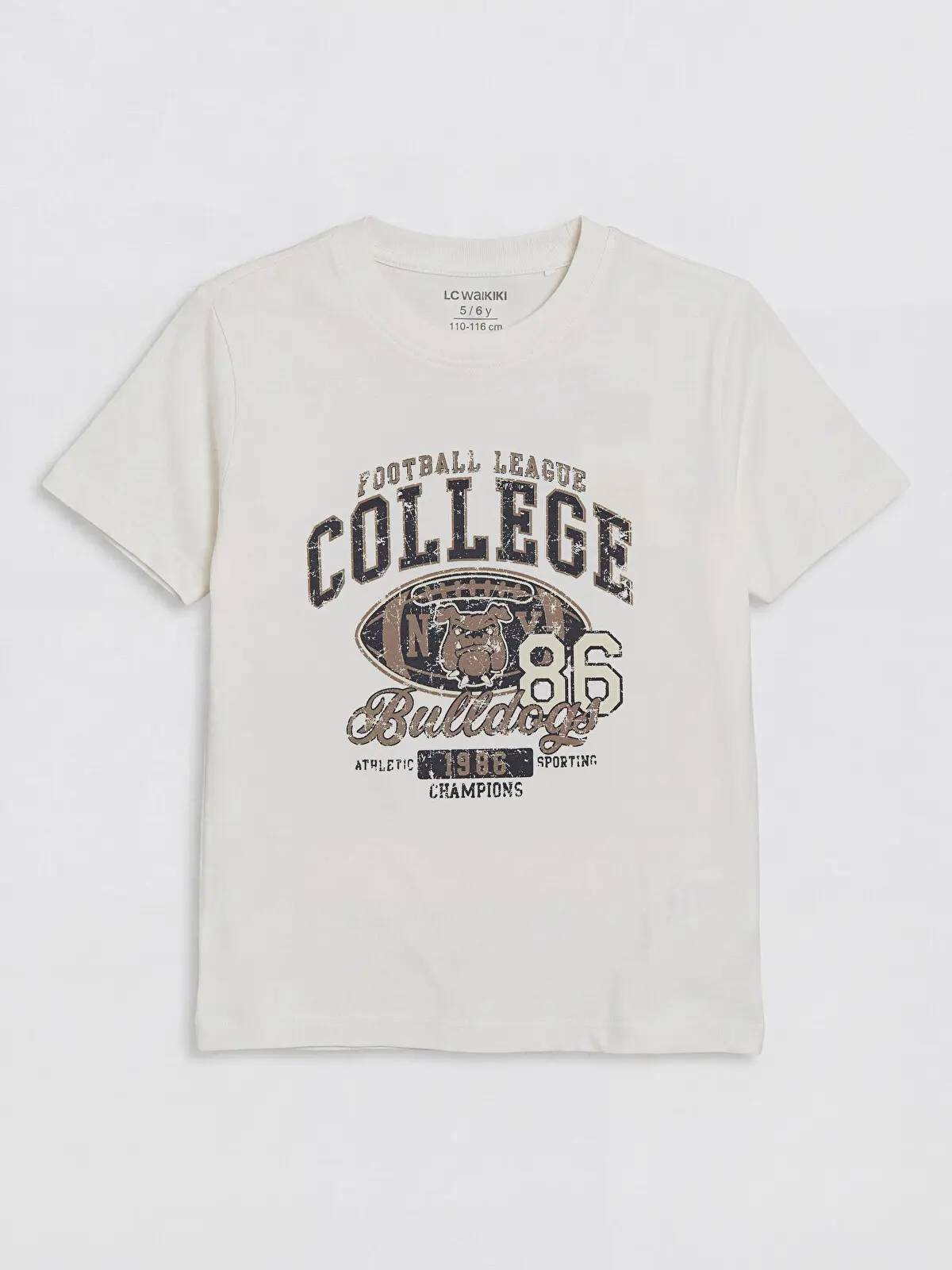 S6CH85Z4-KX0_1 LC WAIKIKI Ecru Crew Neck Printed Boys' T-Shirt - Image 1
