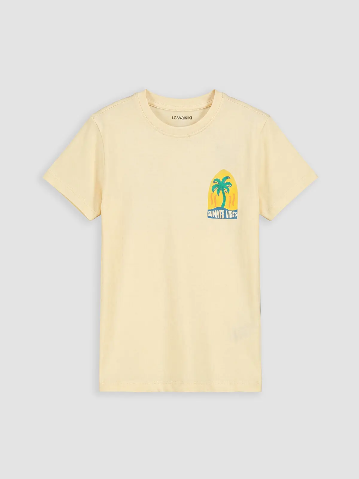 S6CI29Z4-FQQ_1 LC WAIKIKI Beige Crew Neck Printed Boys' T-Shirt - Image 1