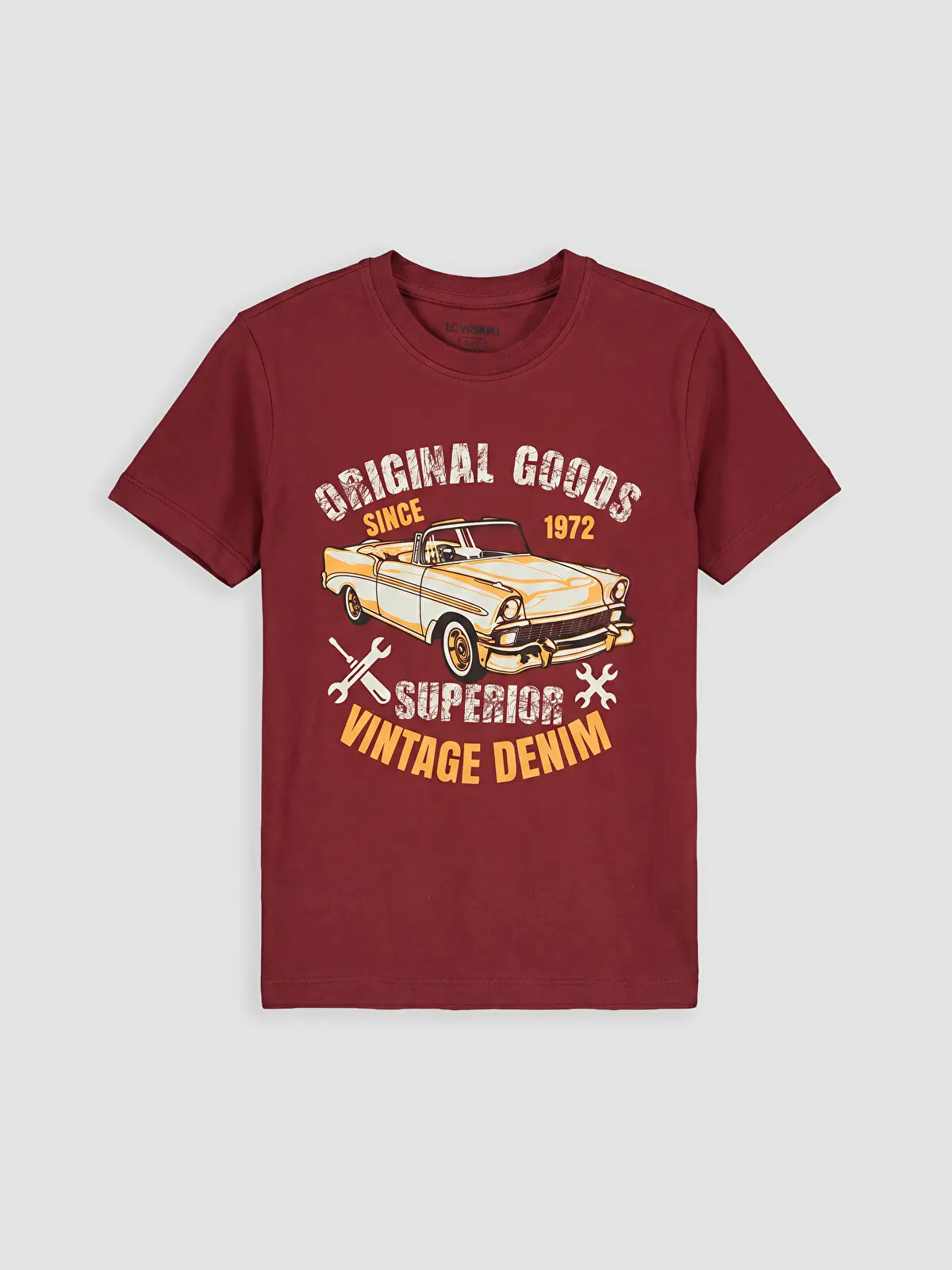 S6CI32Z4-L0J_1 LC WAIKIKI Red Crew Neck Printed Boys' T-Shirt - Image 1