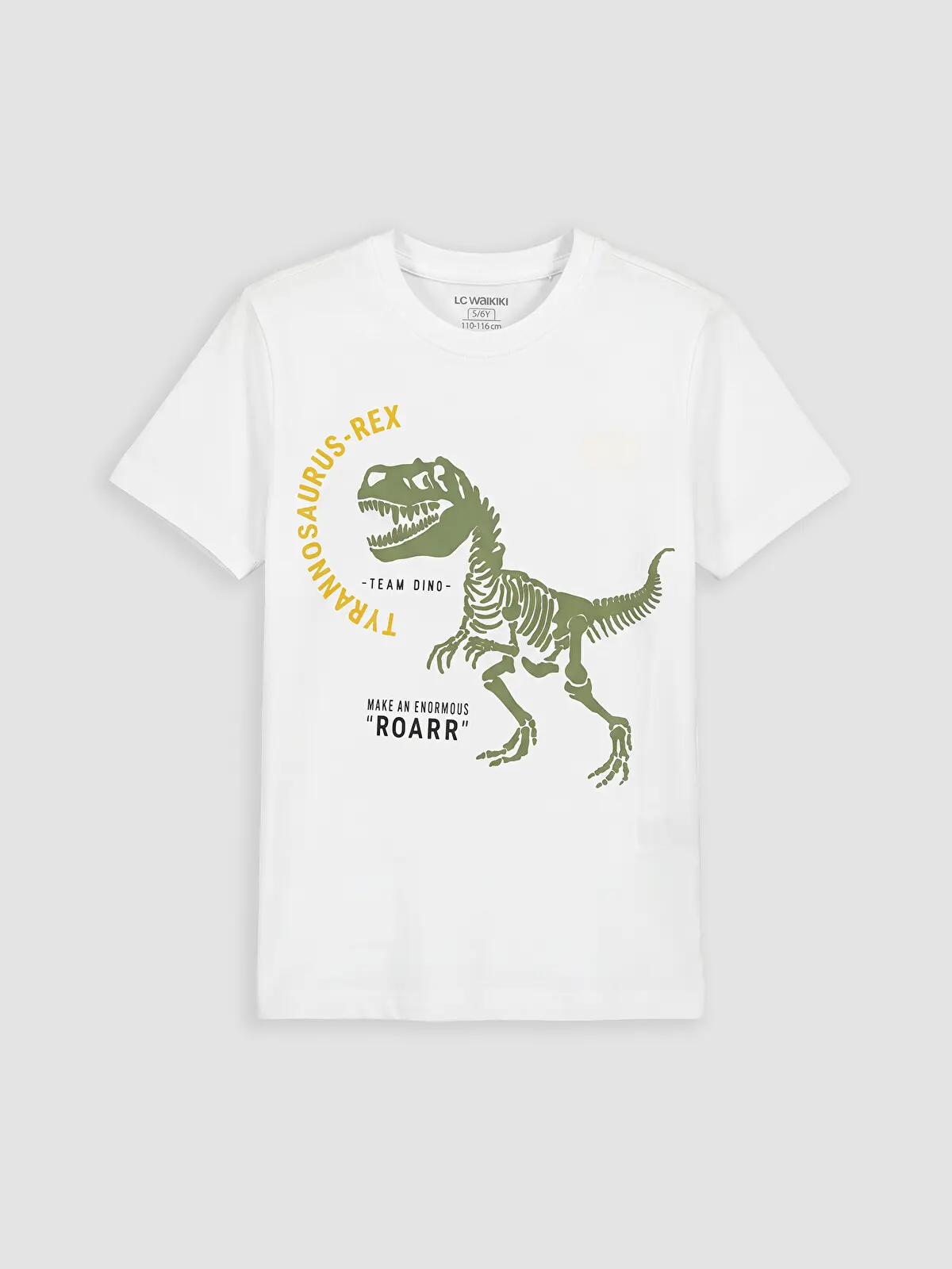S6CI44Z4-J5E_1 LC WAIKIKI White Dinozor Printed Boys' T-Shirt - Image 1