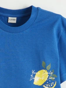LC WAIKIKI Blue Crew Neck Printed Boys' T-Shirt - Image 2