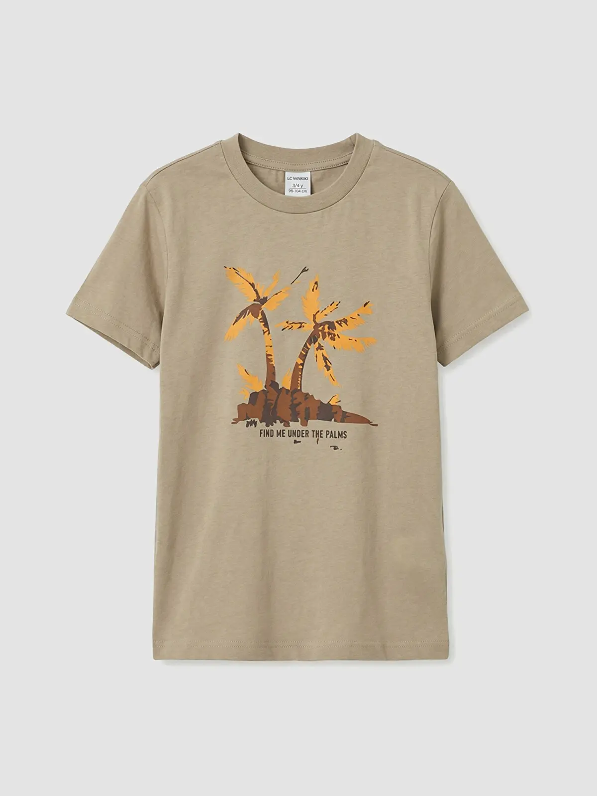 S6CK96Z4-D6H_1 LC WAIKIKI Beige Crew Neck Printed Boys' T-Shirt - Image 1