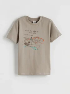 LC WAIKIKI Beige Crew Neck Printed Boys' T-Shirt