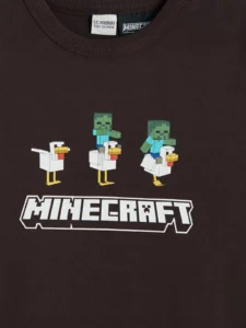 LCW Kids Brown Crew Neck Minecraft Printed Boys' T-Shirt - Image 3